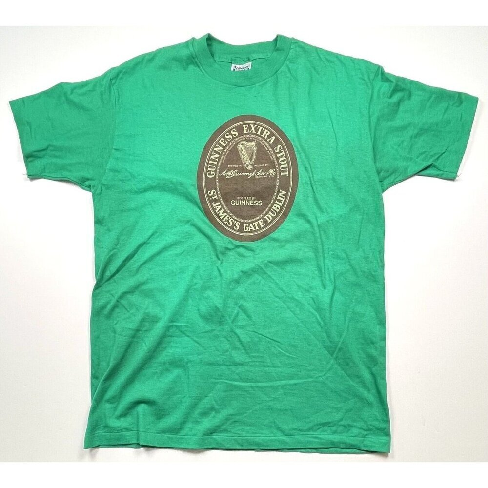 VTG 90s Adult XL (46-48) Green 100% Cotton Guinness Extra Stout T-SHIRT NWOT NEW